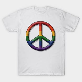 Peace Pride design in LGBT Rainbow pride flag colors T-Shirt